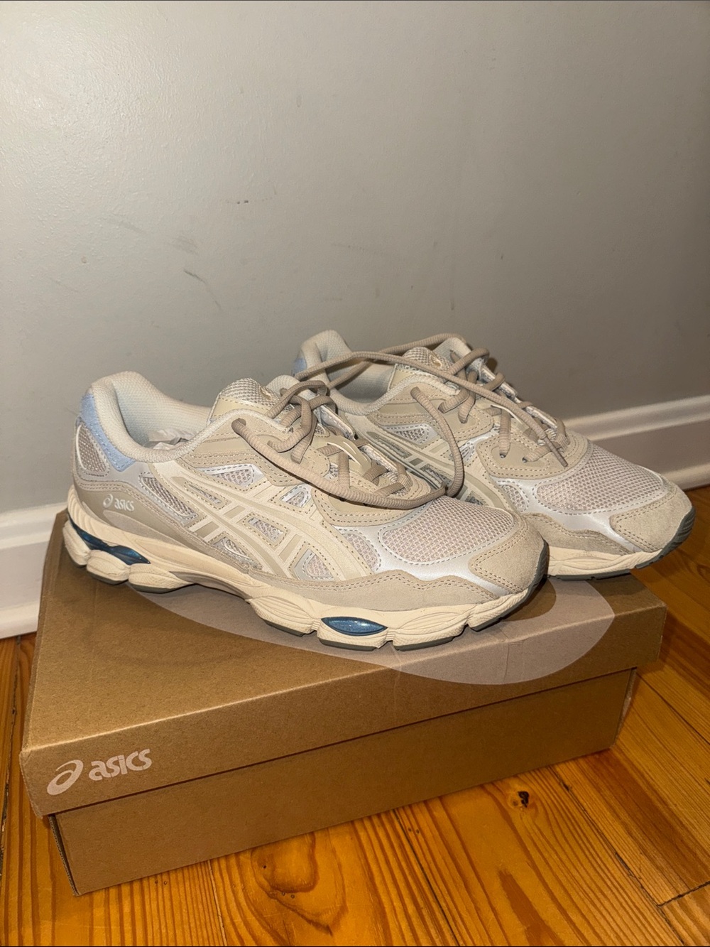 Asics Cream and Gray Running Sneakers